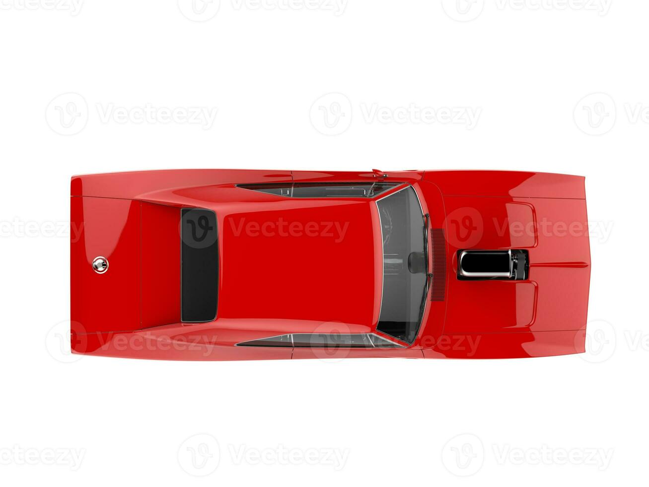 Vintage red muscle car -  top view photo