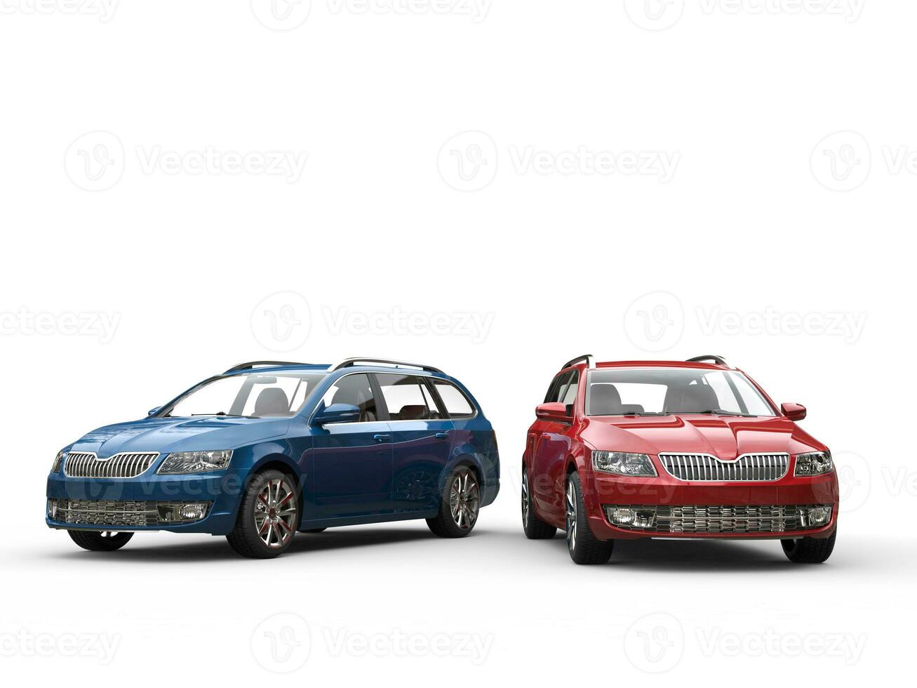 Blue and red family cars photo