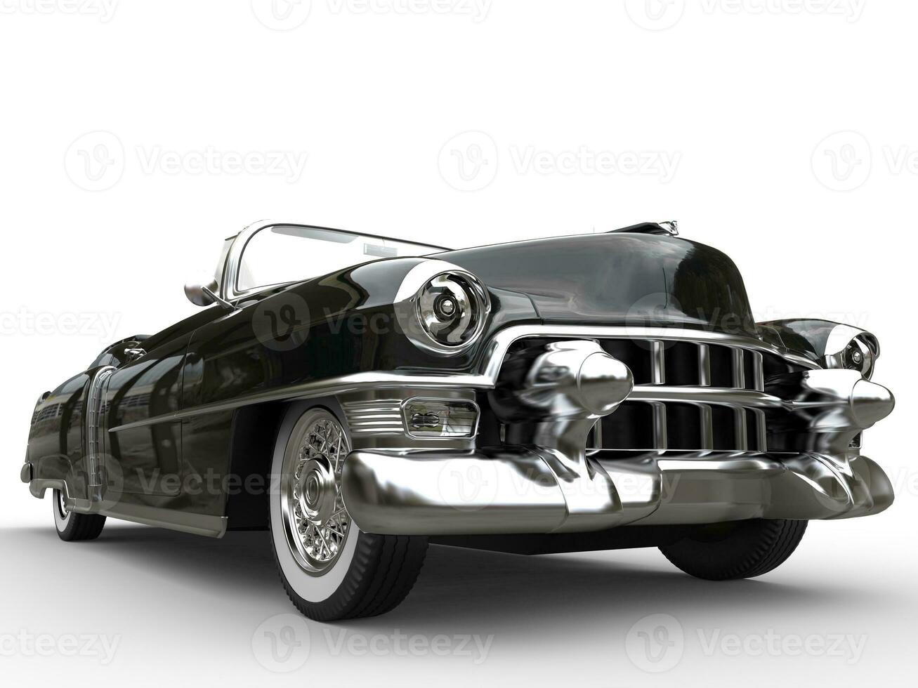 Vintage black car - extreme closeup shot - low angle photo