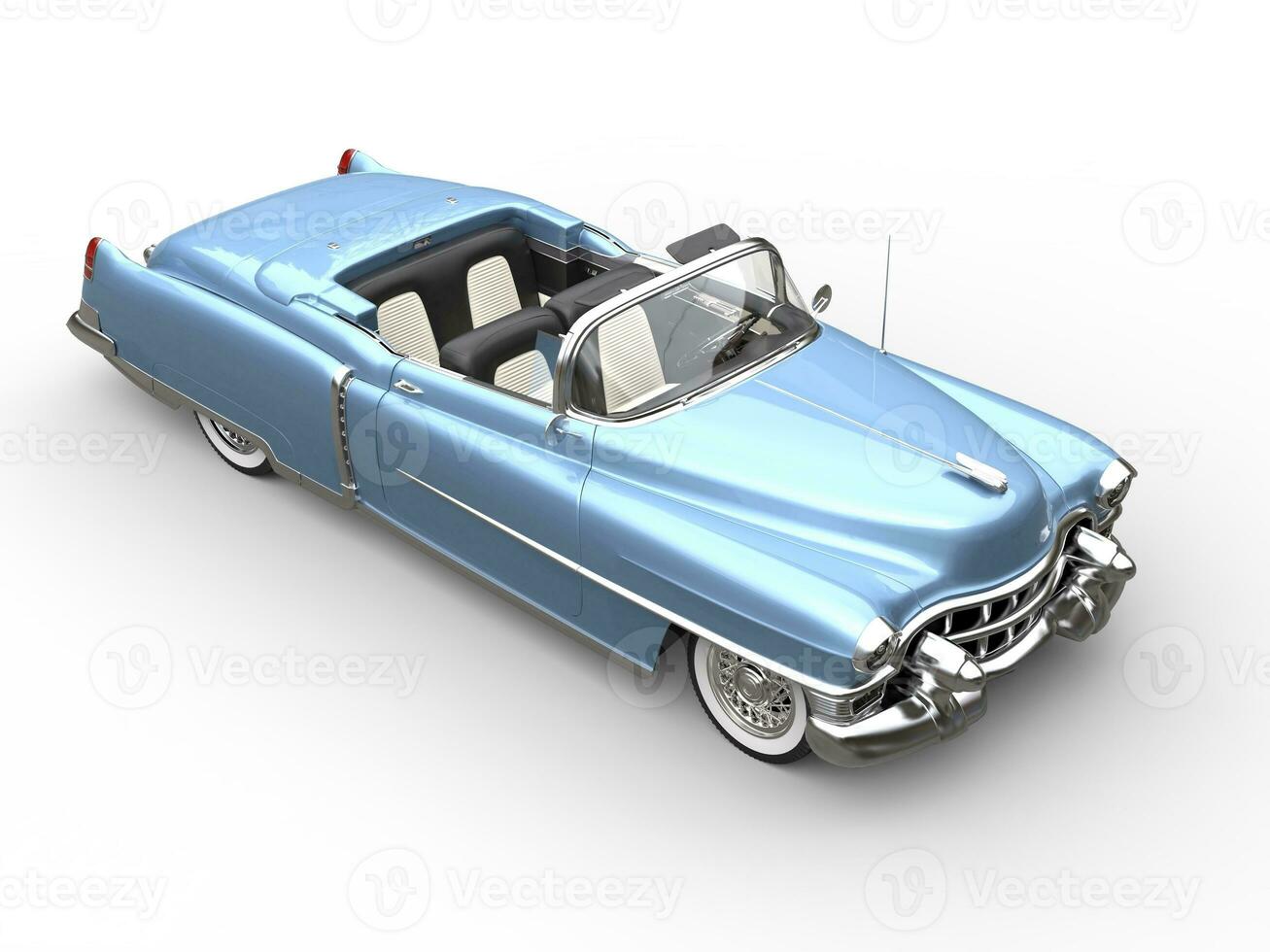 Sky blue restored vintage car - top view photo