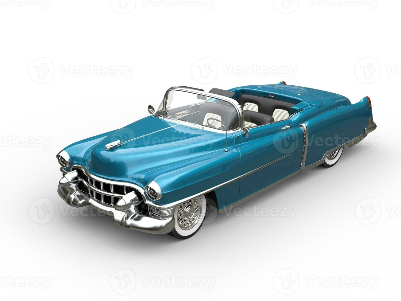 Bright blue oldtimer car - top view photo