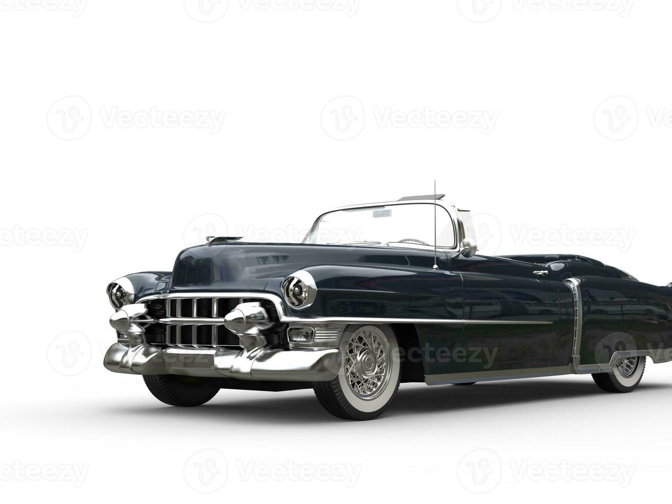 Dark blue oldtimer car - isolated on white background photo