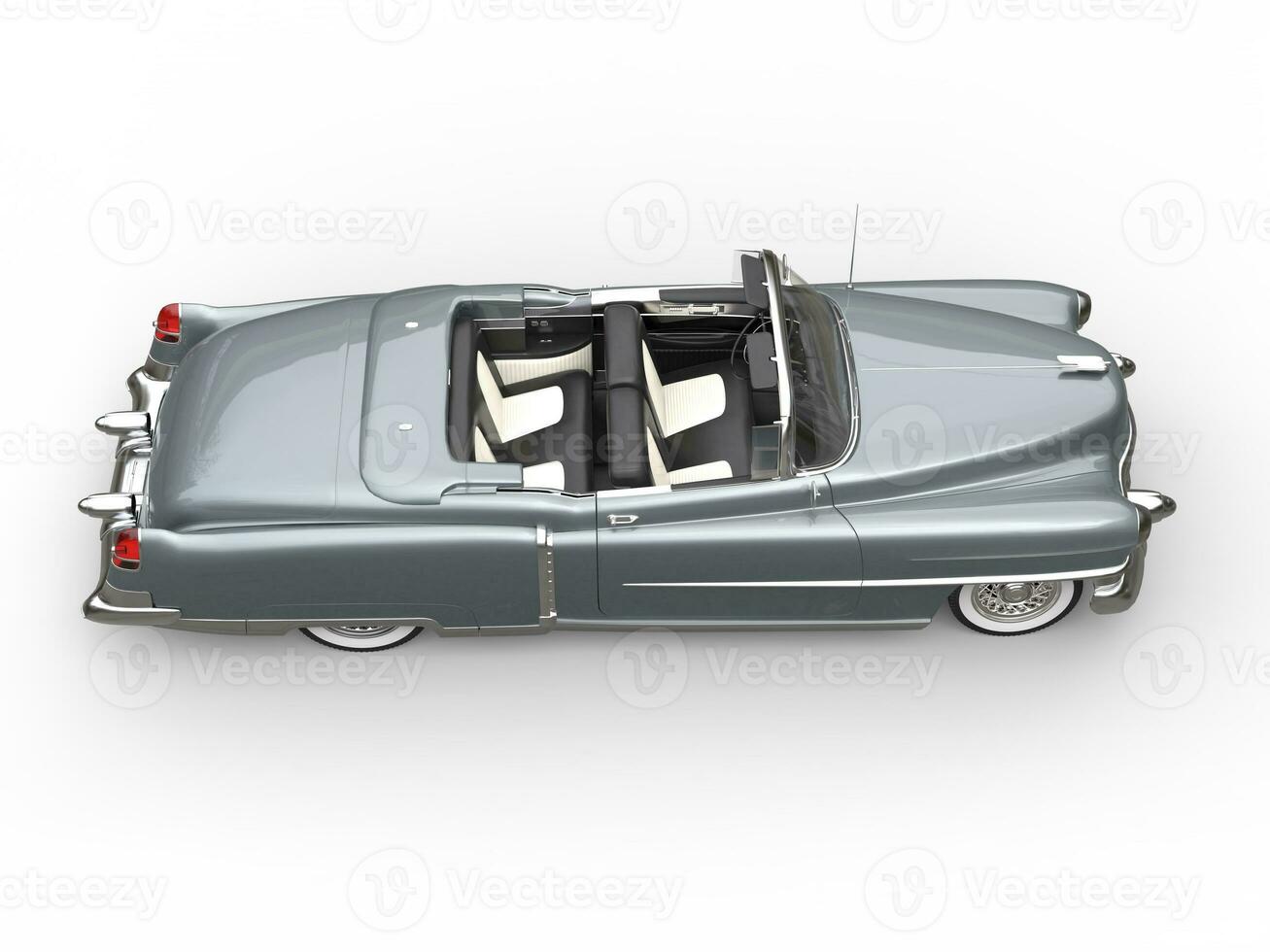 Silver oldtimer car - side top view photo