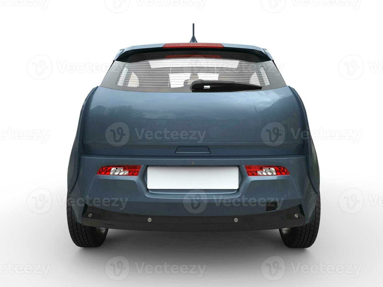 Grey blue small electric car - back view photo