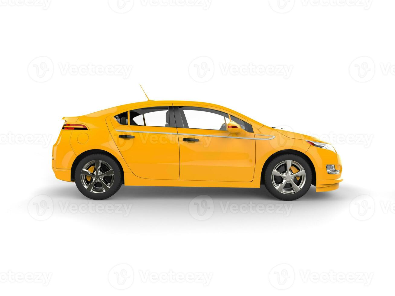 Modern business yellow electric car - side view photo