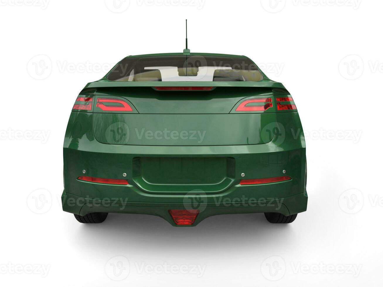 Dark green modern business electric car - back view photo