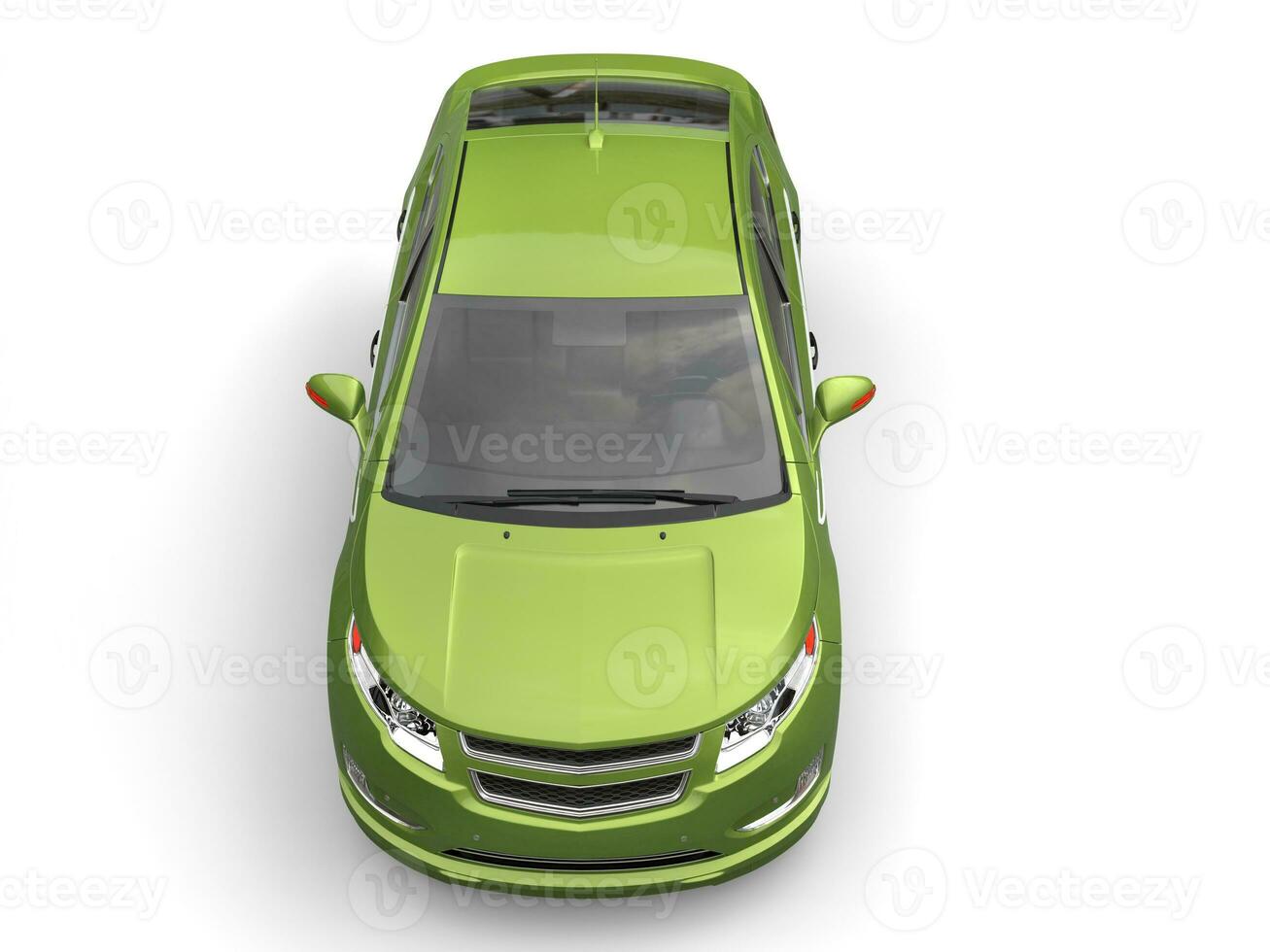 Metallic green modern business car - front top view photo