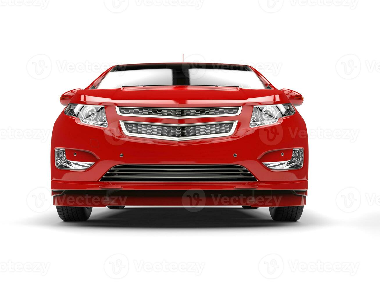 Modern business red electric car - front closeup shot photo