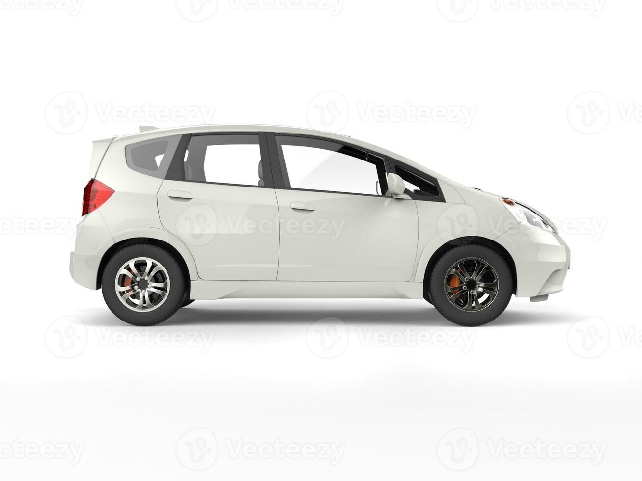 White modern compact electric car - side view photo