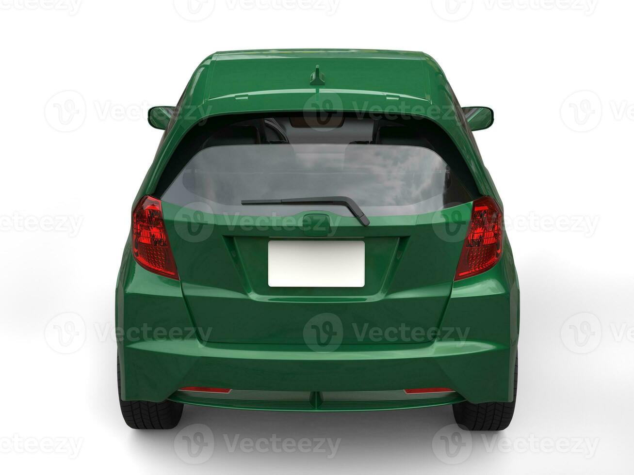 Dark green metallic modern compact car - back view photo