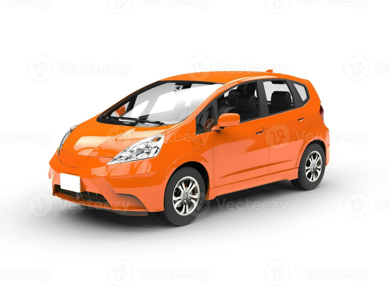 Modern small orange compact car photo