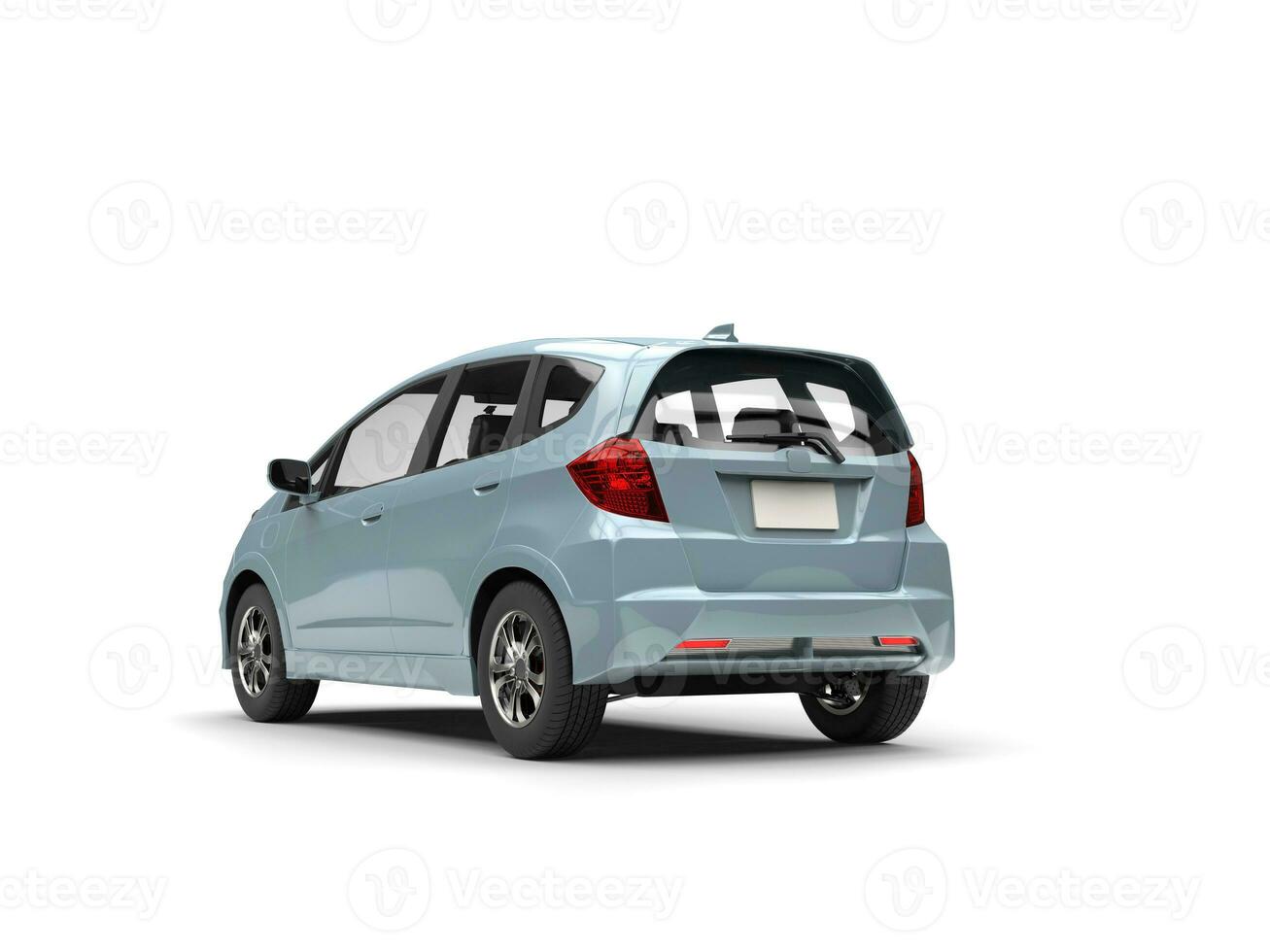 Pale blue metallic modern compact car - rear view photo