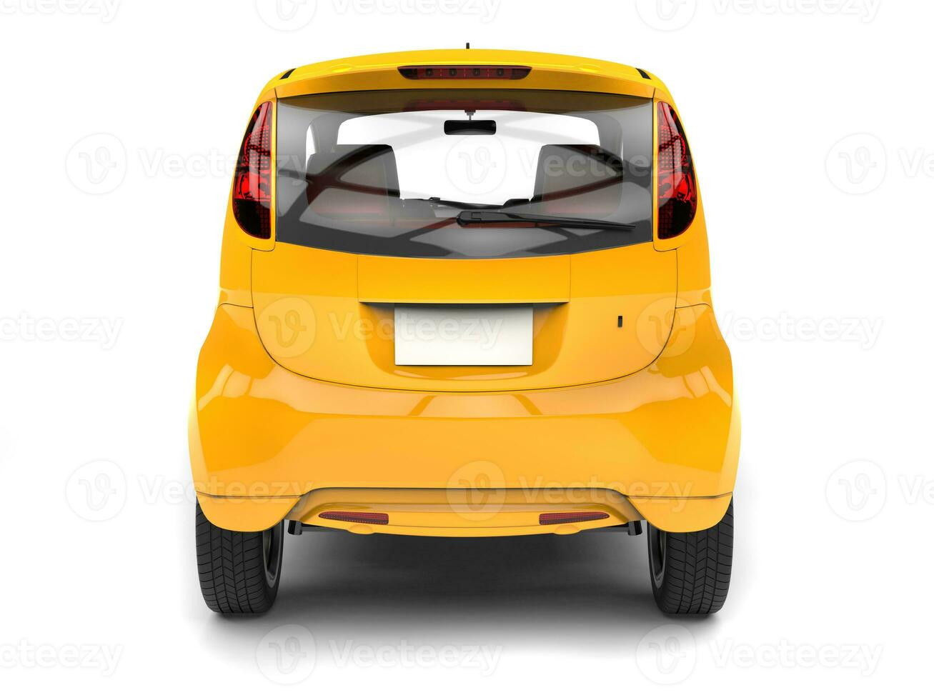 Gold yellow  compact car - back view photo