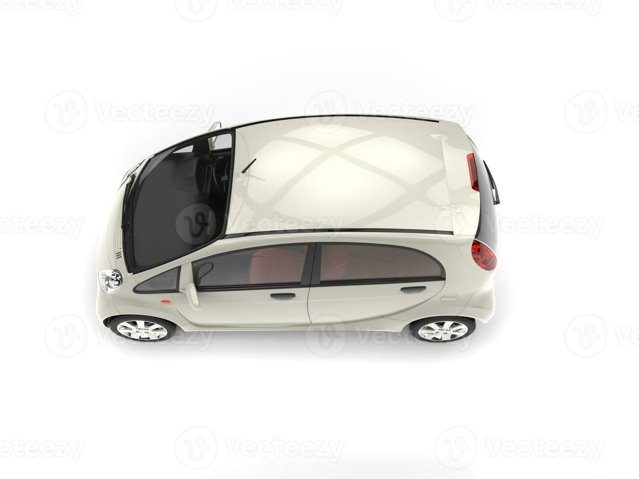 Beige modern compact car - top side view photo