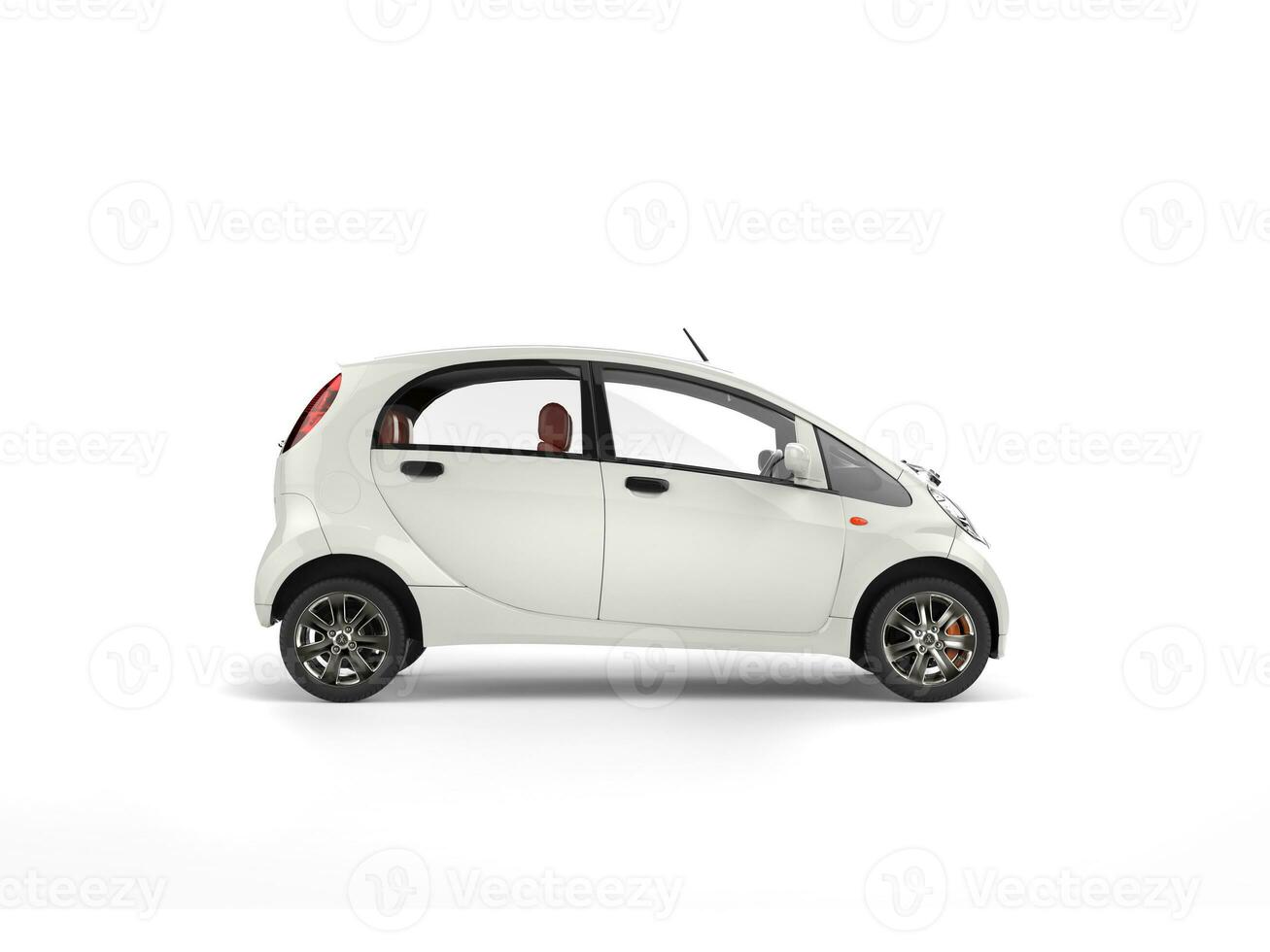 Small white electric modern car - side view photo