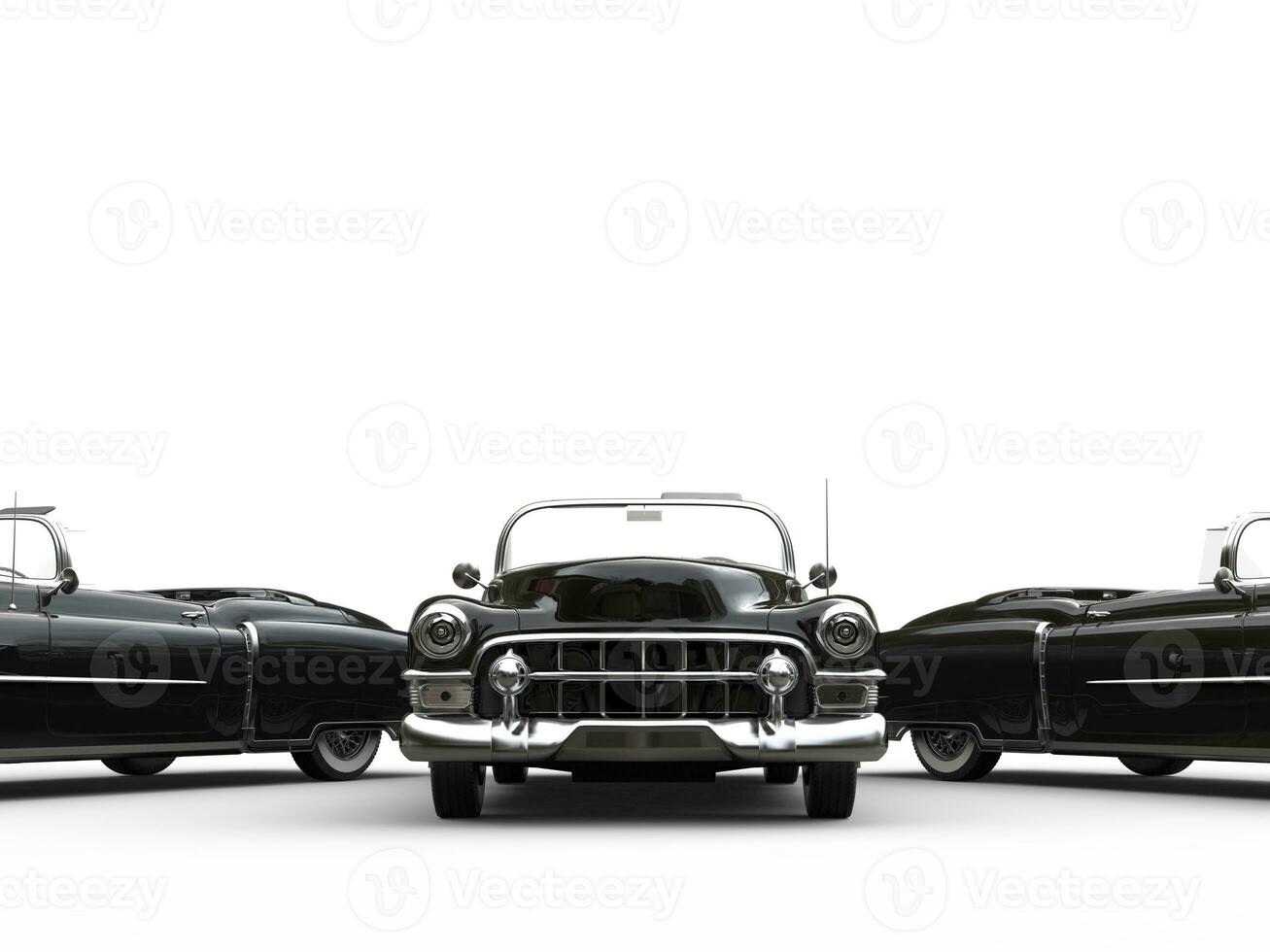 Awesome black vintage cars - front view closeup shot photo
