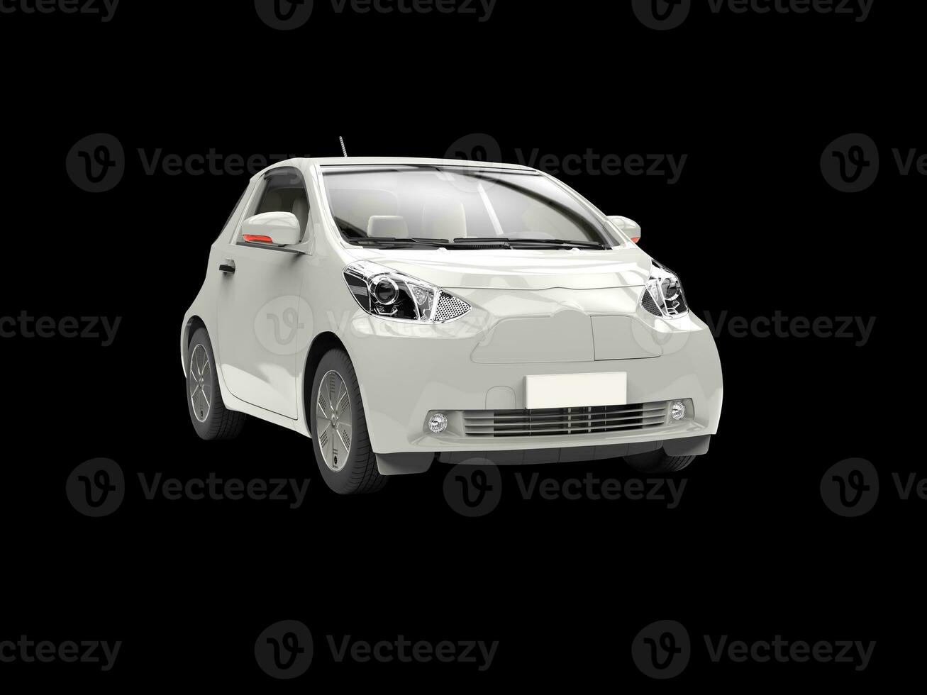 Cool white compact urban car on black background photo