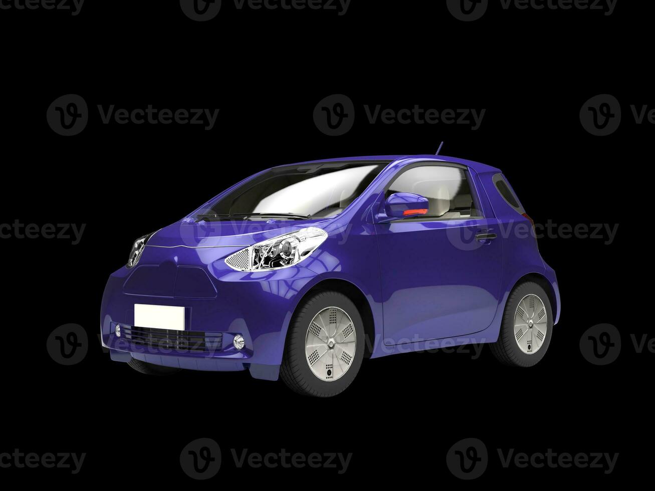 Cool purple compact urban car on black background photo