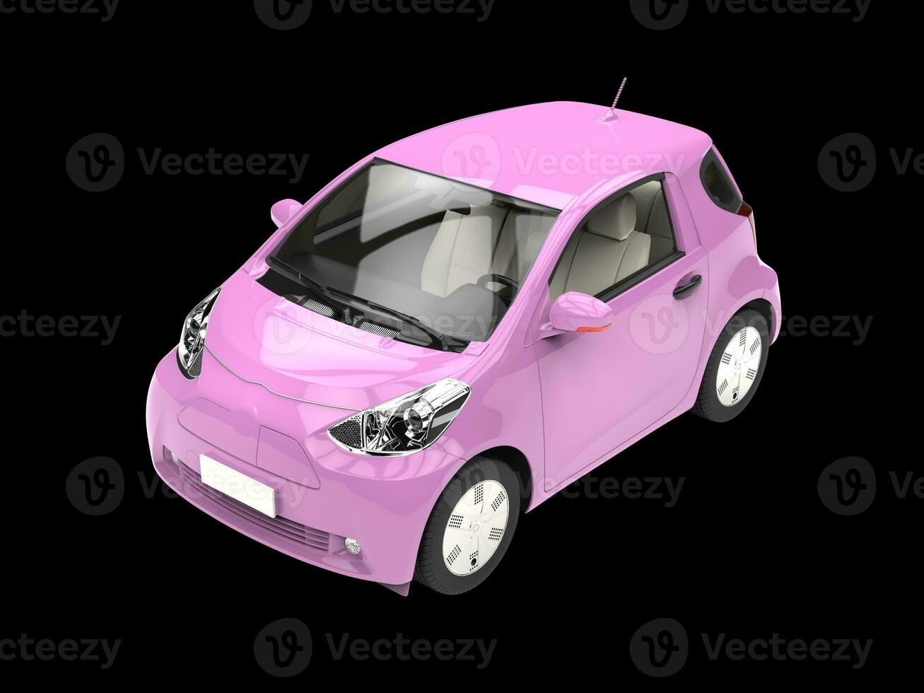 Cool pink compact urban car on black background photo