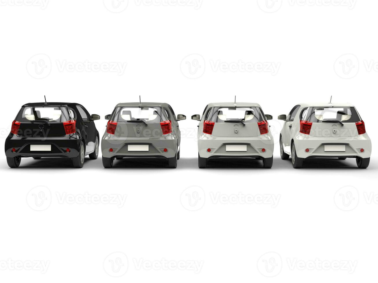 Modern compact electric cars - rear view - monochromatic colors photo