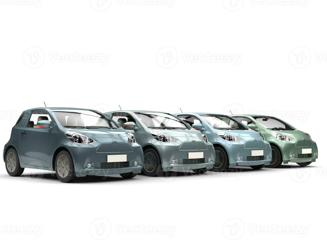 Row of cool urban modern compact cars - metallic colors photo