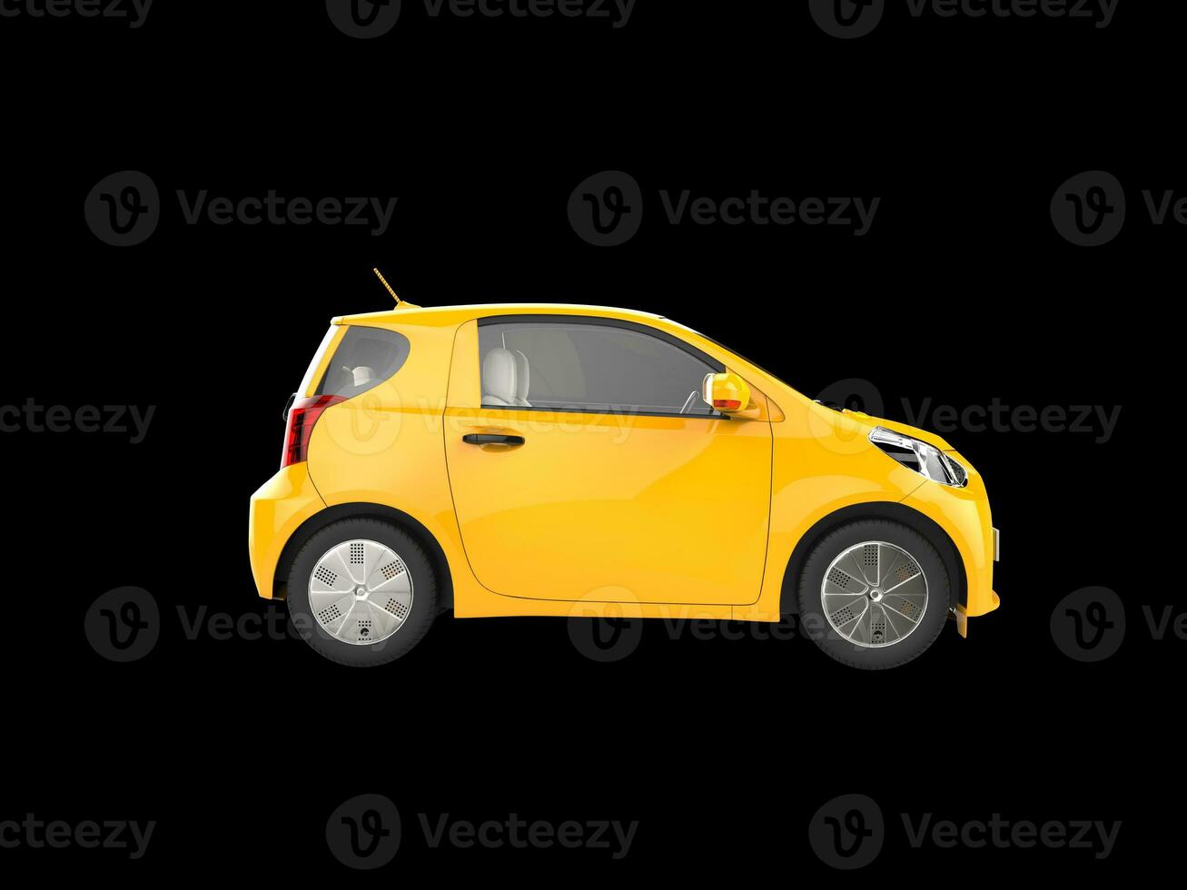 Yellow small urban modern electric car - side view photo