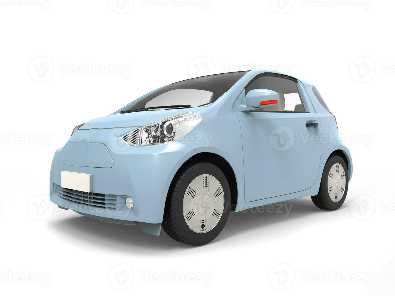 Pastel blue small urban modern electric car photo