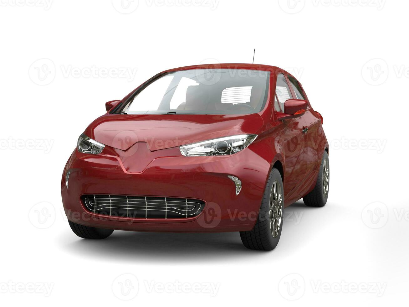 Crimson cherry modern electric car - 3D Render photo