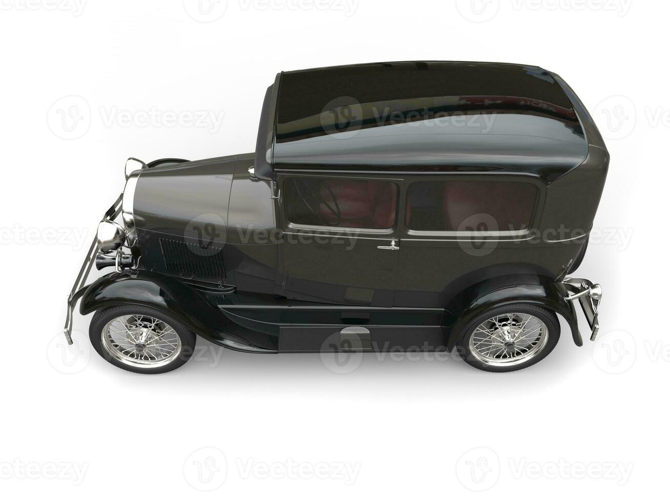 Awesome black vintage car - top down side view - 3D Render photo