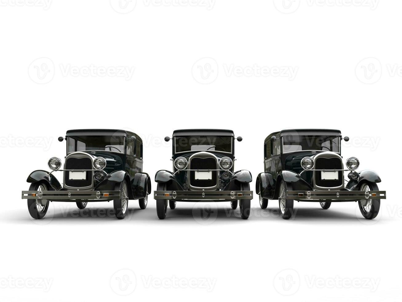 Three beautiful 1920s vintage cars - 3D Render photo