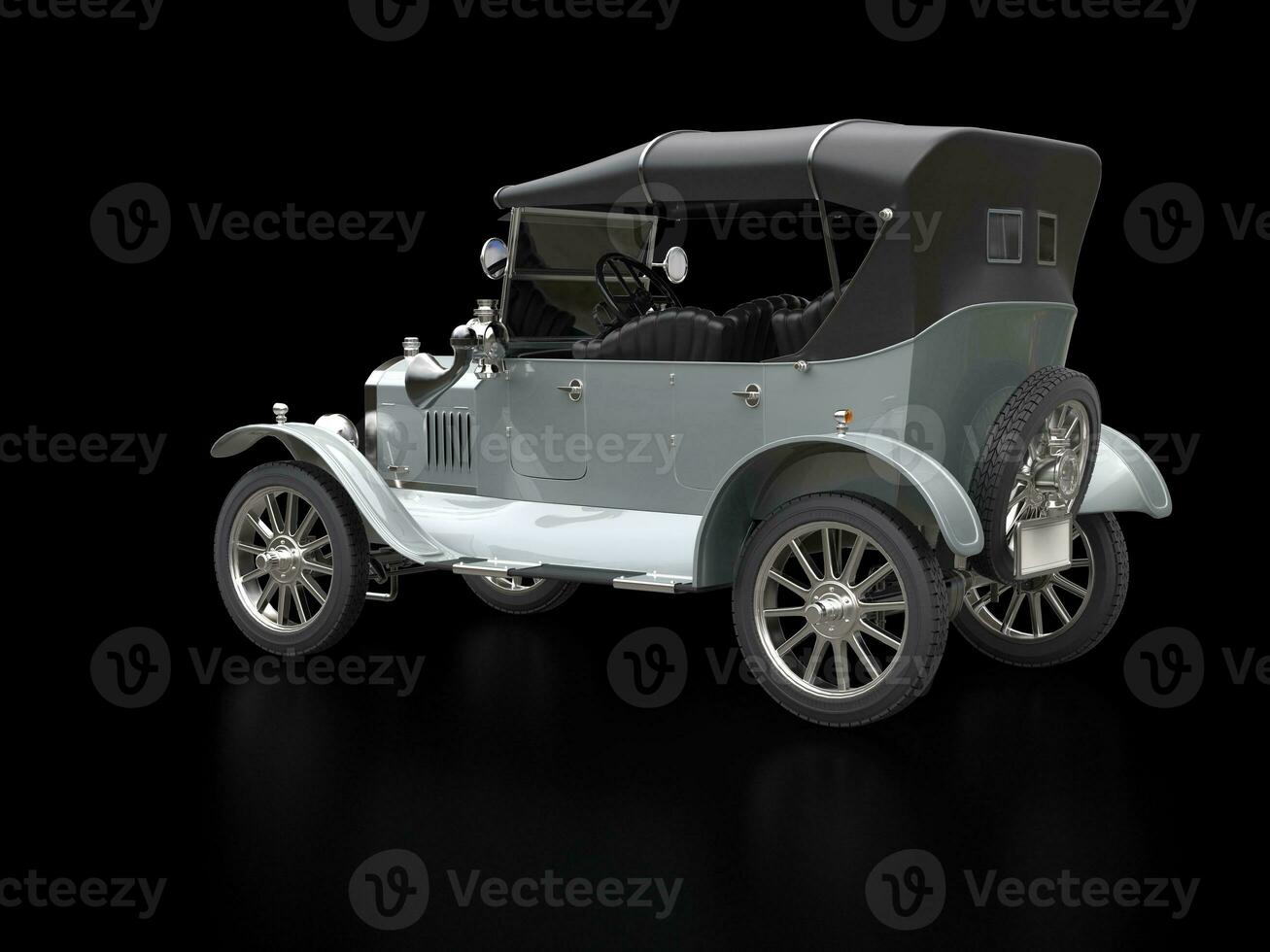 Silver vintage car - restored photo