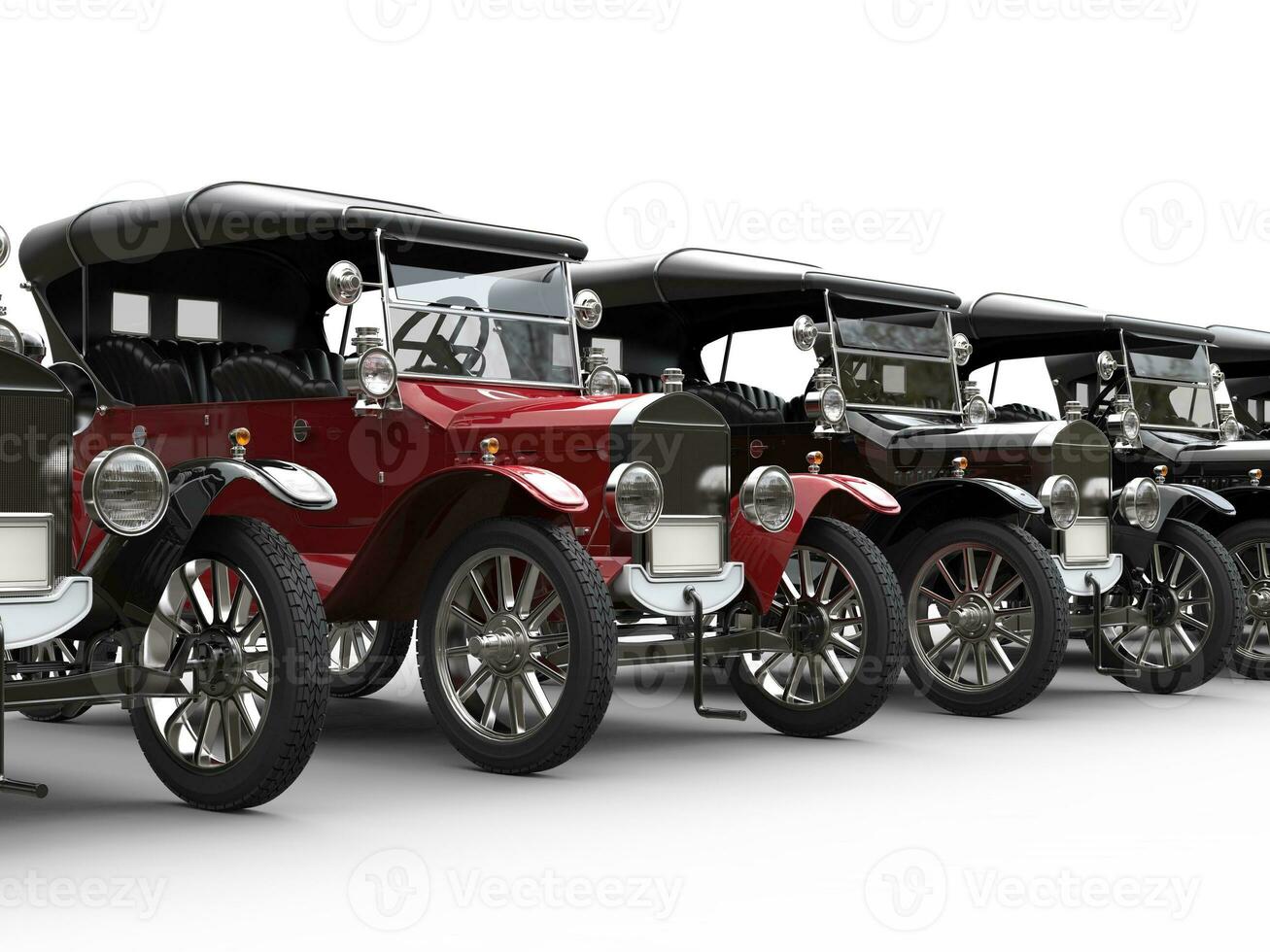 Vintage cars in a row - red stands out photo