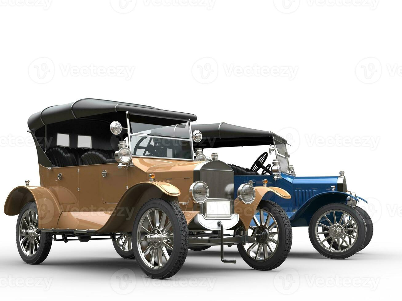 Beautiful antique cars - gold and blue photo