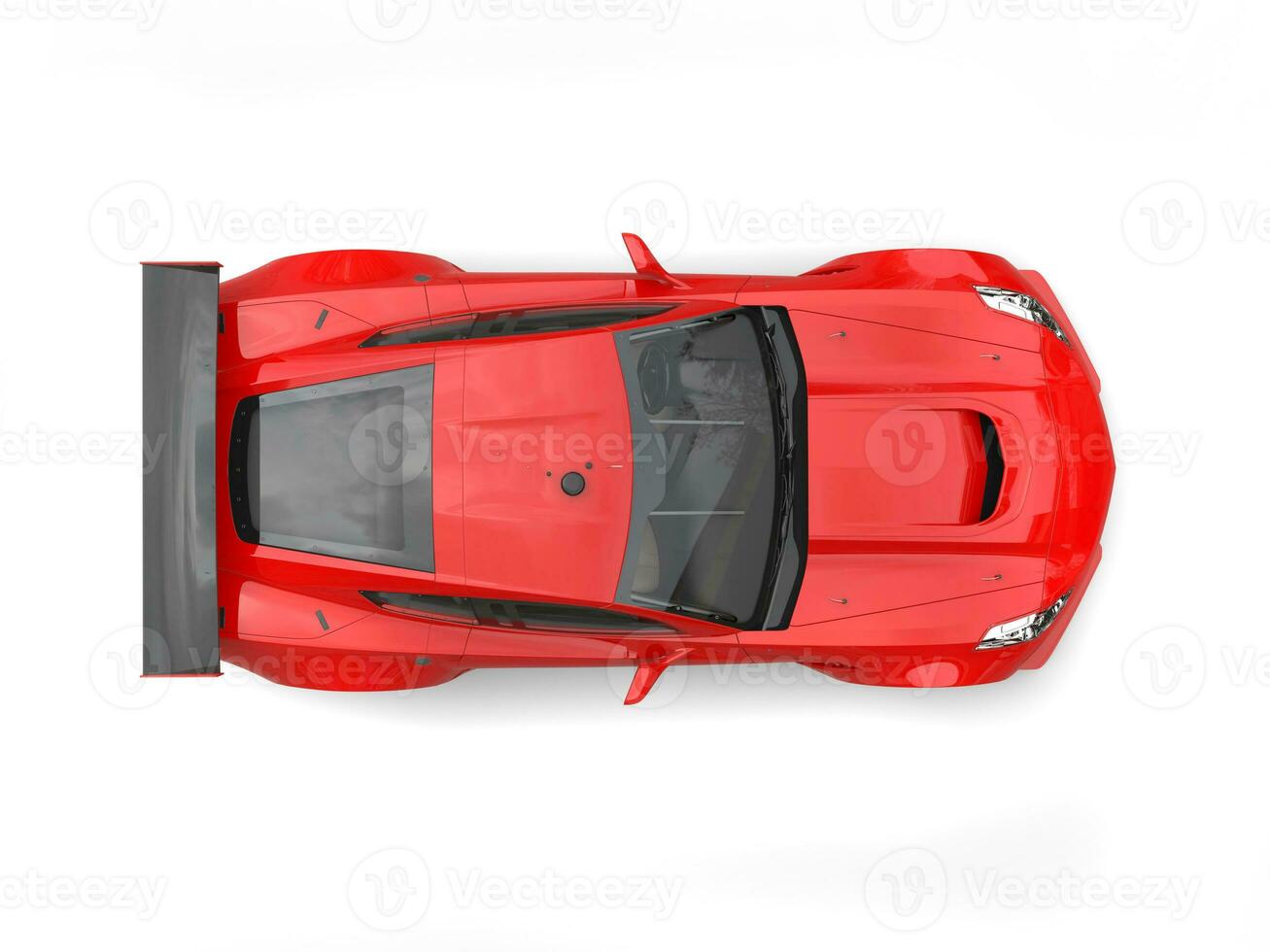 Scarlet red modern sports car top down view 31194605 Stock Photo at