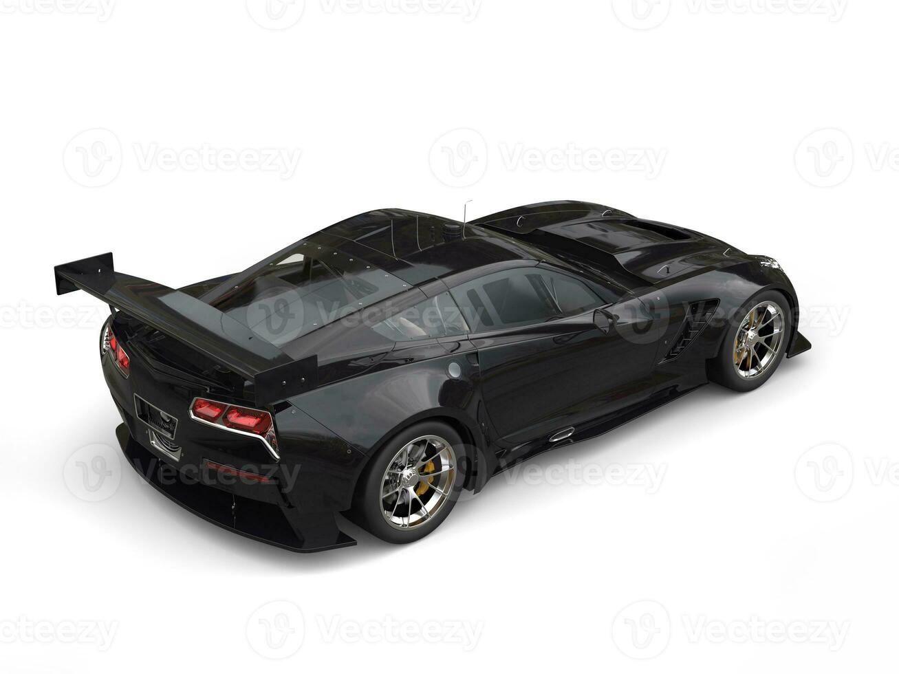 Black concept race car - top down back view photo