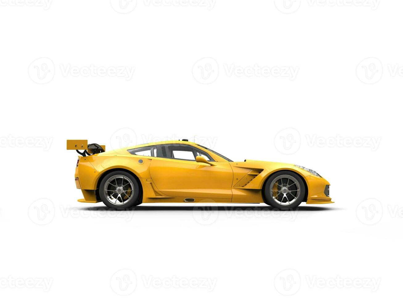 Yellow concept sports car - side view photo