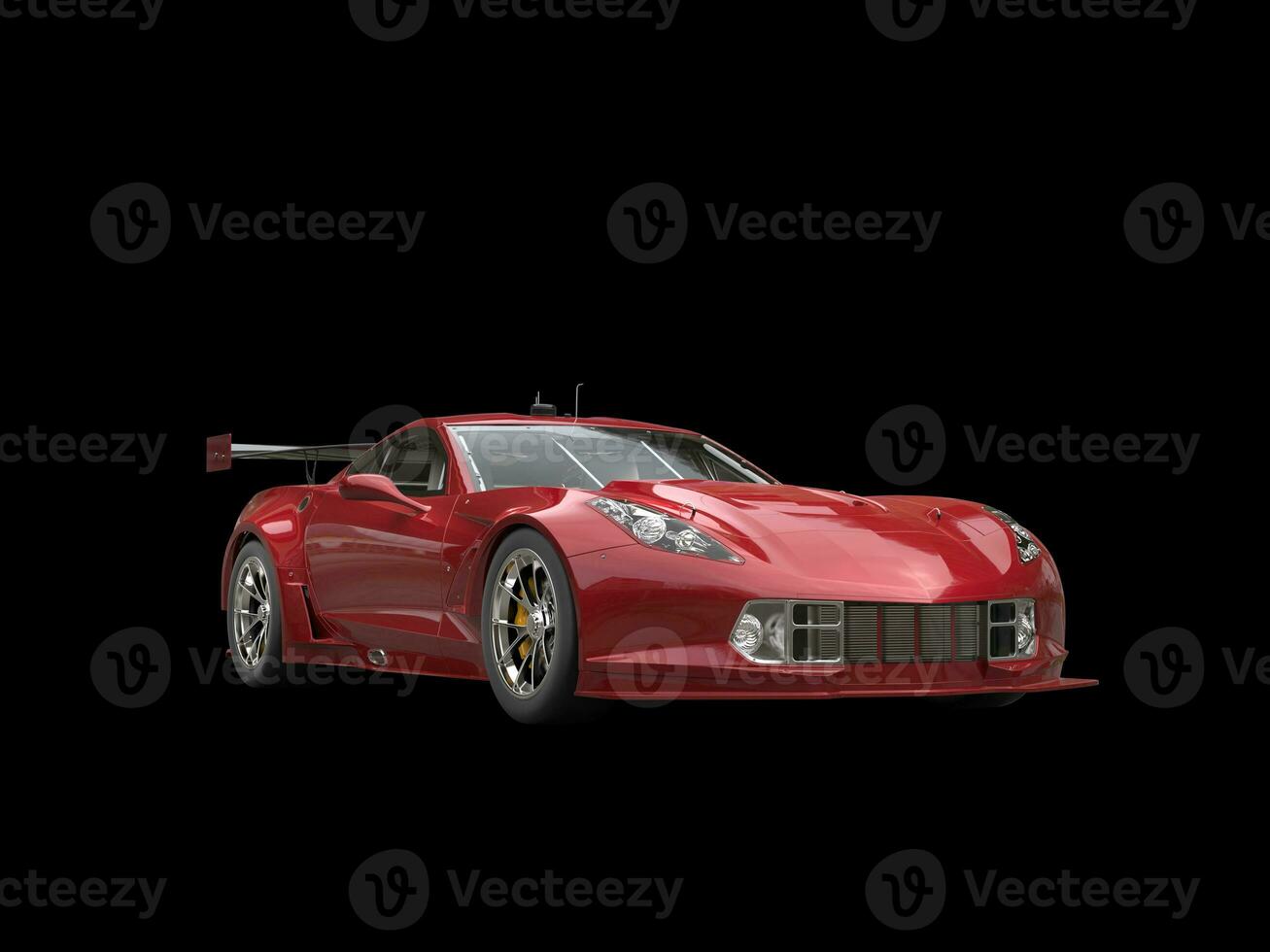 Dark red sports car - isolated on black background photo