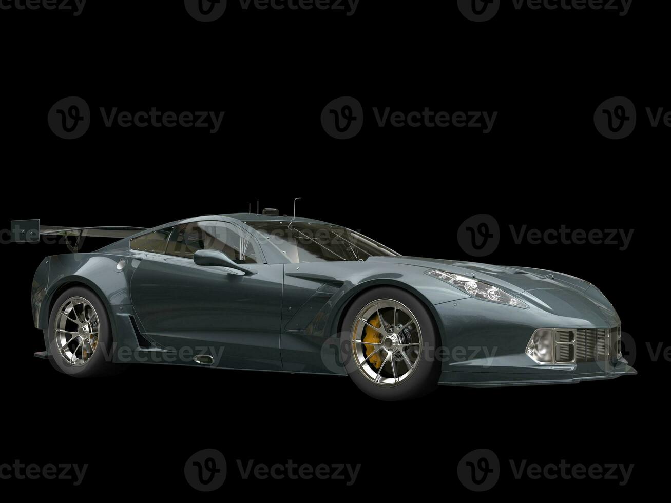 Dim gray concept sportscar on black background photo