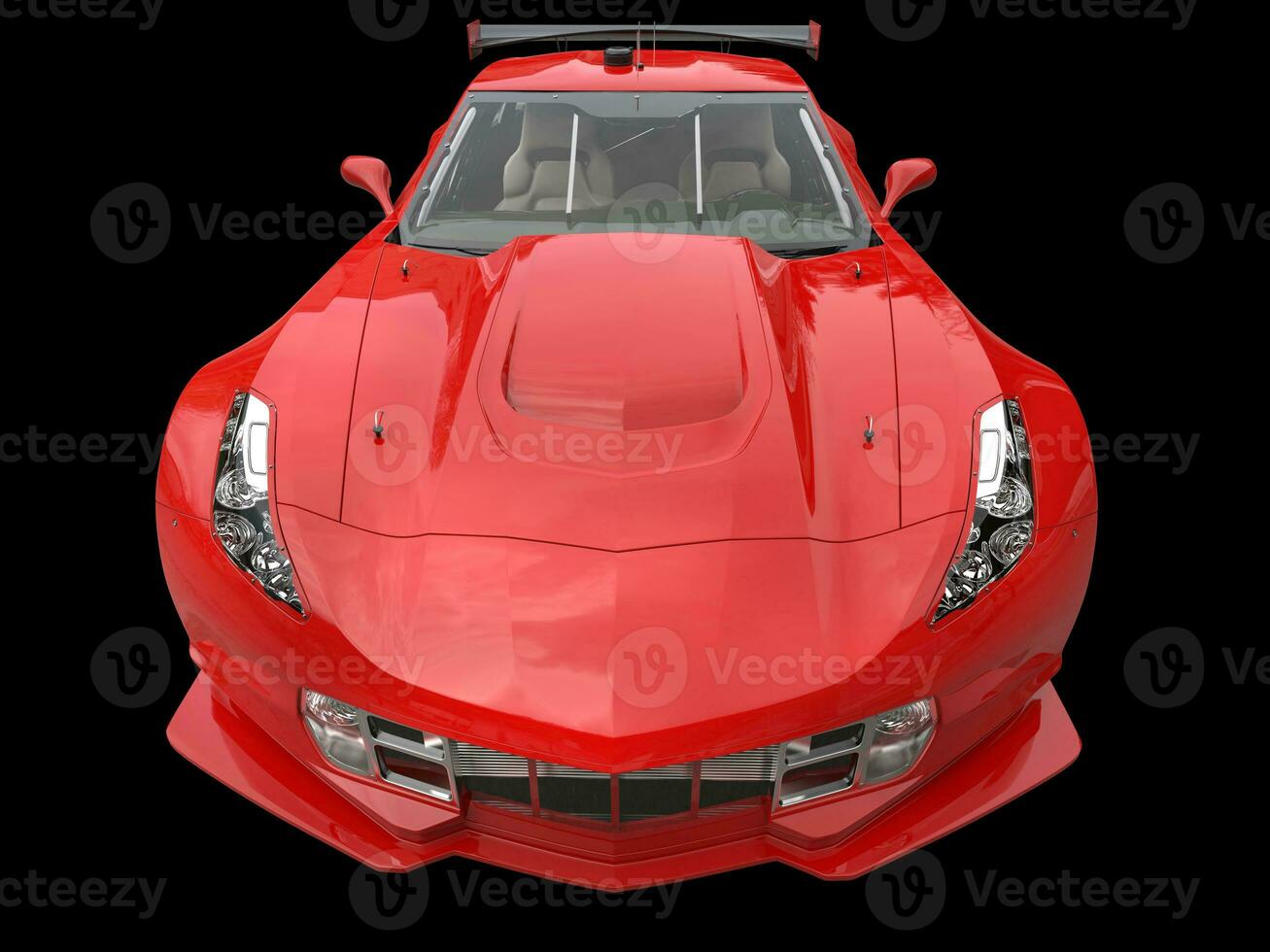 Red modern concept car - front view extreme closeup shot photo