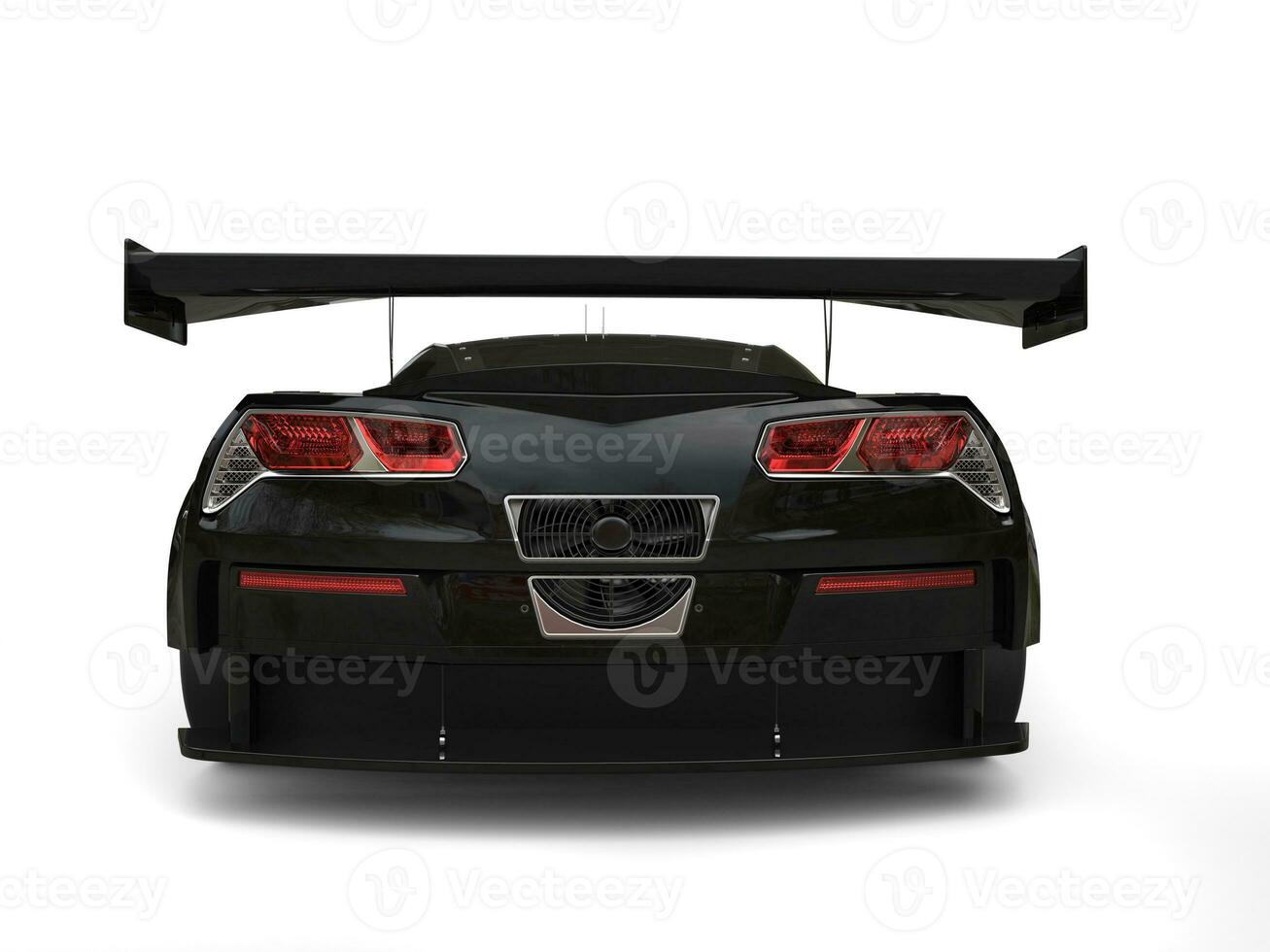 Jet black endurance race car - back view photo