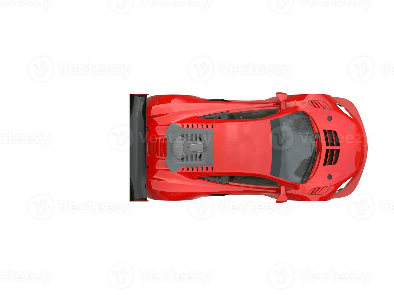 Brick red modern sports car - top down view photo