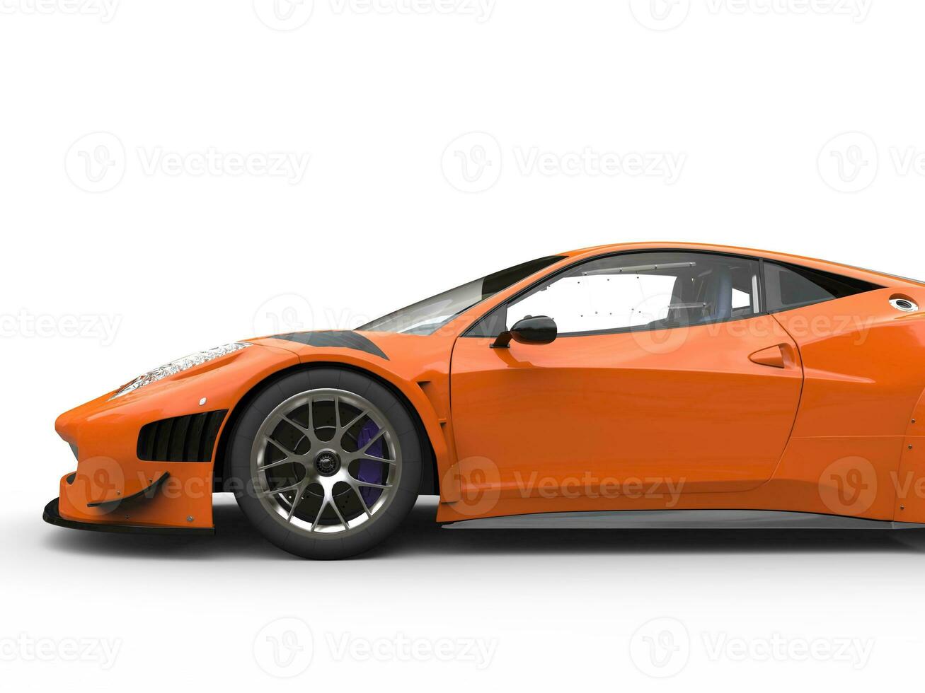 Bright orange sports car - side view cut shot photo