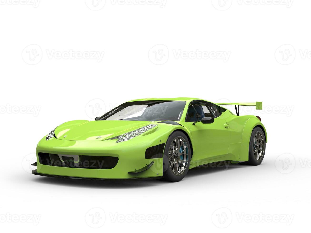 Electric lime race car - beauty studio shot photo