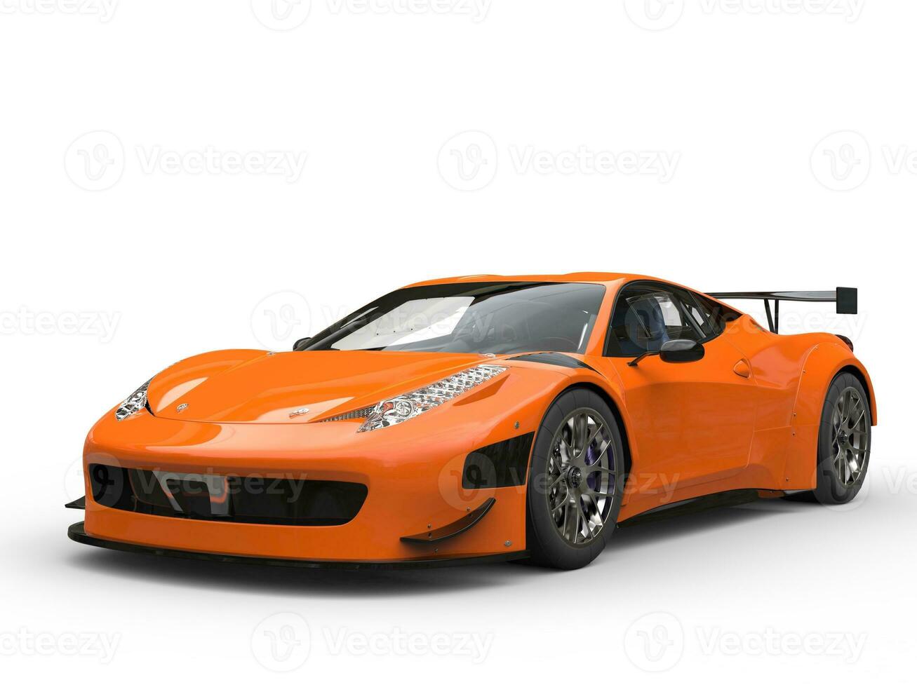 Bright orange sports car - beauty studio shot photo