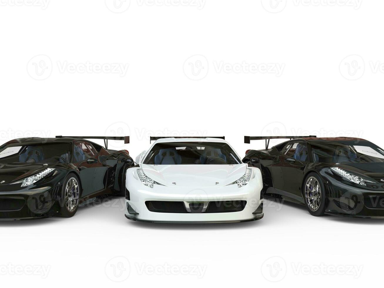 Black and white luxury sports cars side by side photo