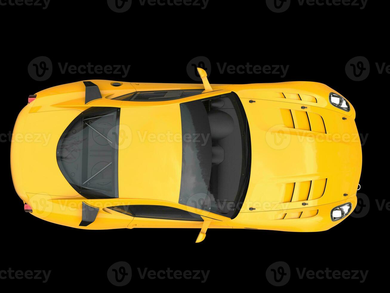 Flame yellow urban sports car - top view photo