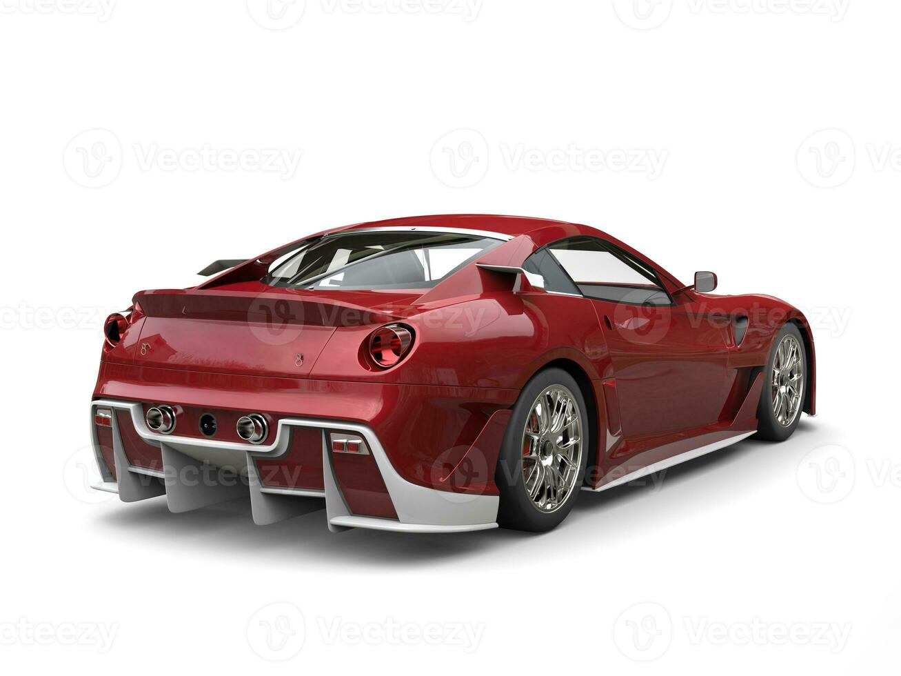 Metallic crimson modern sports car with white details photo