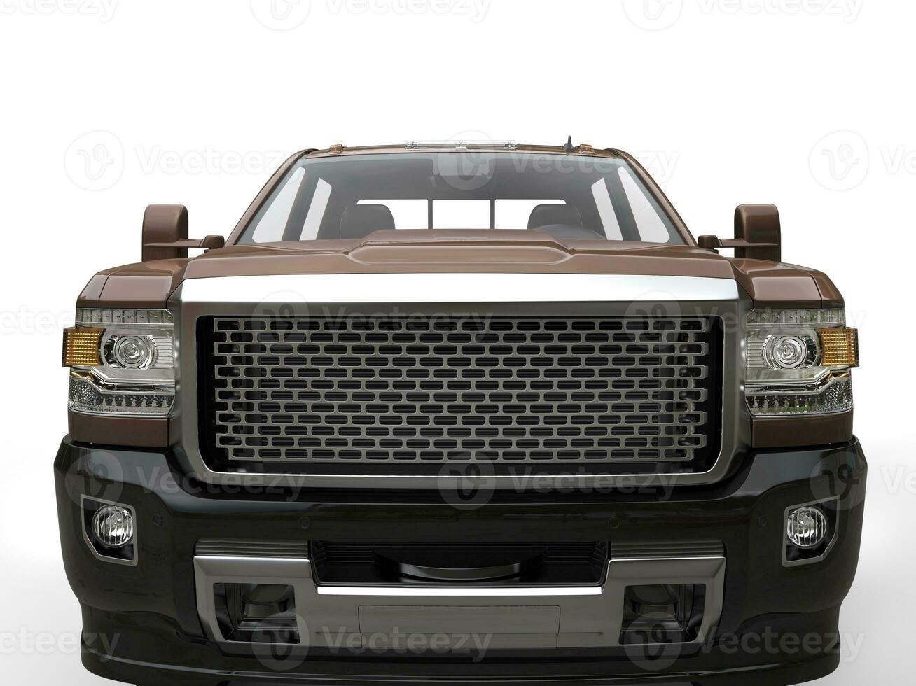 Brown pickup truck - front view closeup shot photo