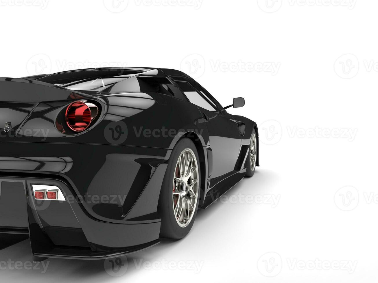 Pitch black modern sports car - taillight closeup shot photo