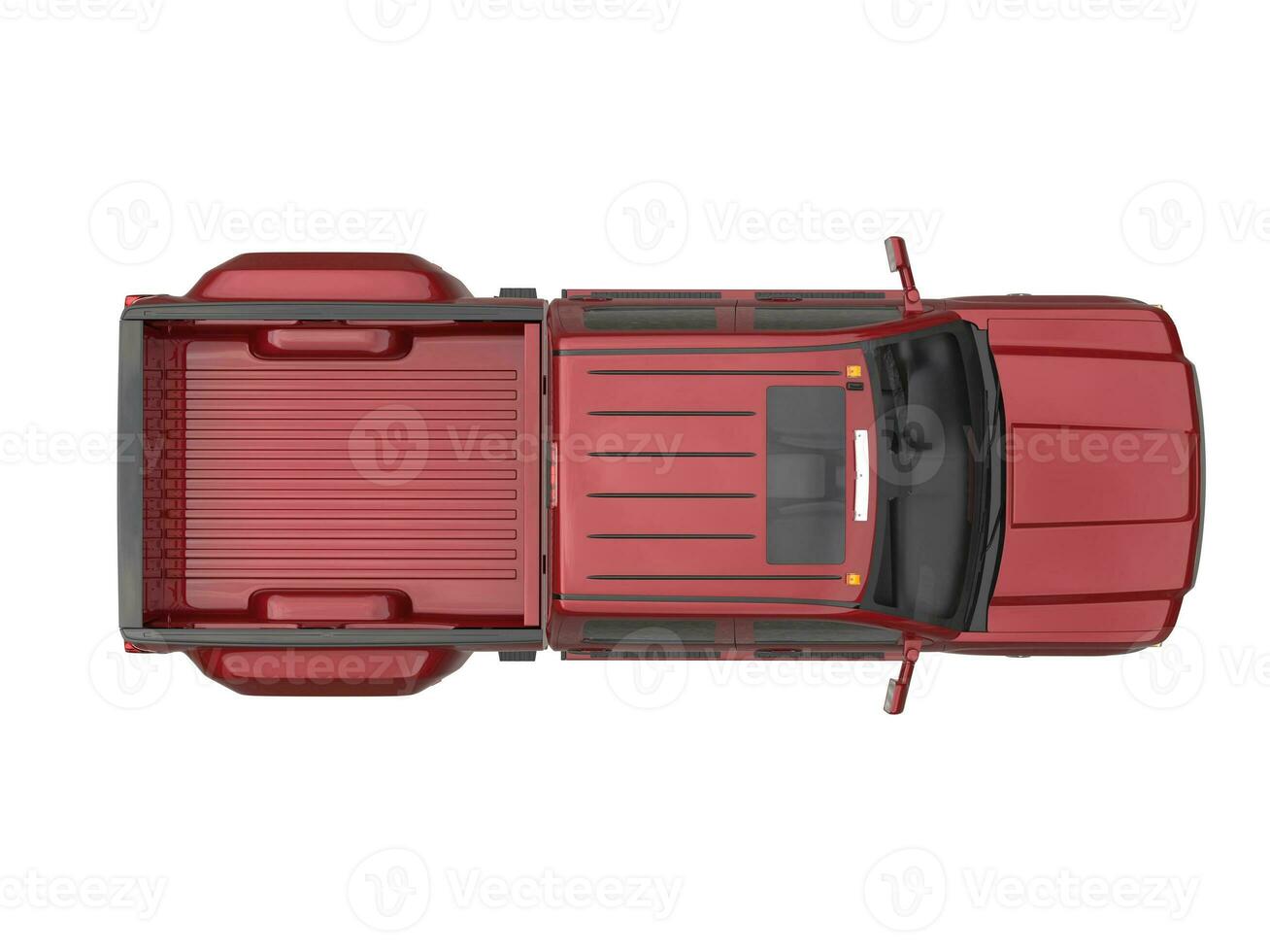 Red metallic pickup truck - top view photo